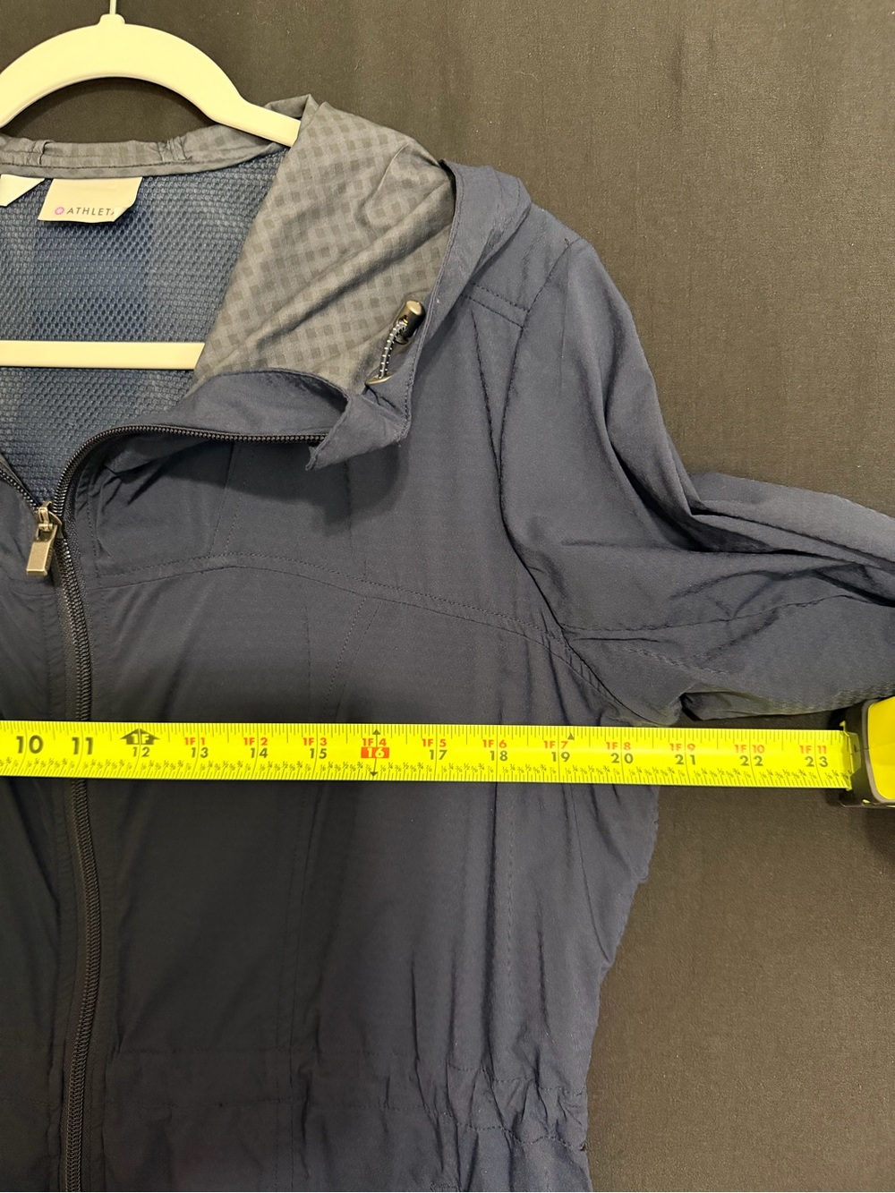 Athleta Navy Hooded Packable rain jacket windbreaker Jacket lightweight - Picture 15 of 16